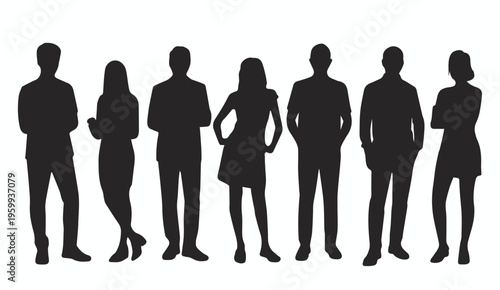 Fashion model silhouettes with pose variations