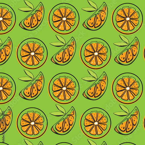 Orange pattern fruit pattern background . Vector seamless texture.