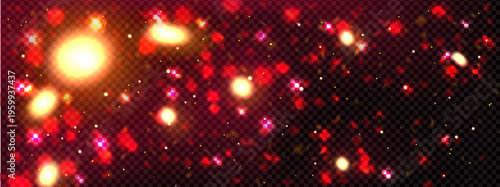 Firefly light glitter with red magic sparkle overlay background. Pink orange fairy effect for abstract garden party design. Deep starlight and smoke realistic stream png. Christmas pollen spray fog