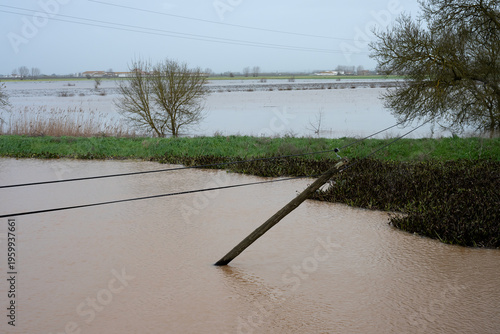 The impact of floods in Portugal in 2026, when rivers overflow and inundate agricultural fields