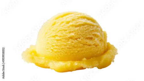 Quadro su tela Single scoop of vibrant yellow frozen dessert, sweet and refreshing treat, perfe