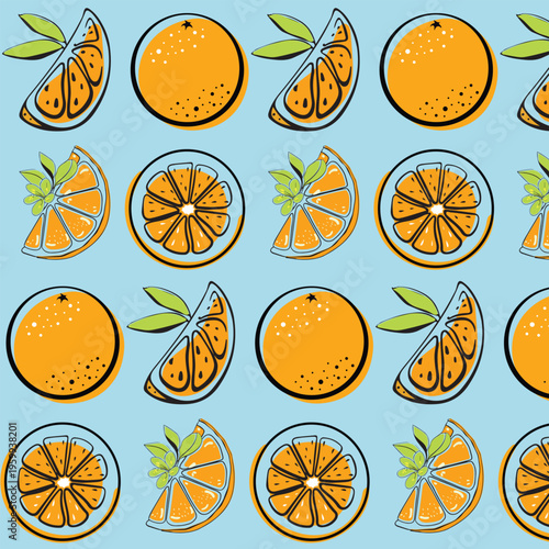 Orange pattern fruit pattern background . Vector seamless texture.