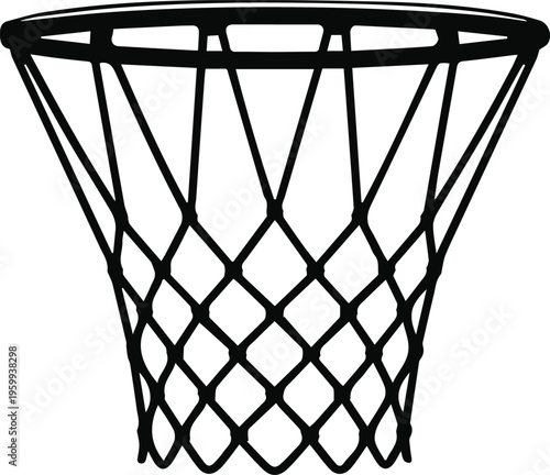 Basketball hoop silhouette with shadow on court