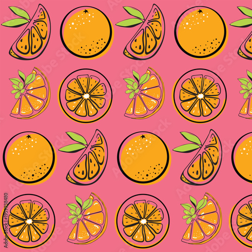 Orange pattern fruit pattern background . Vector seamless texture.