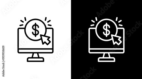 Pay Per Click White Icon Set Design