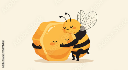 Bee Hugging Honeycomb Sweetly.