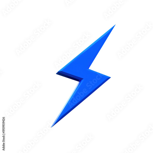 Free Download Vibrant blue 3D lightning bolt symbol with a glossy reflective finish isolated on transparent background - GFXLoad