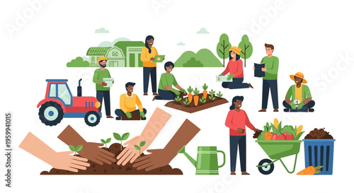 Community Farming & Gardening: Diverse People Planting, Harvesting, and Working Together for Sustainable Agriculture and Healthy Food