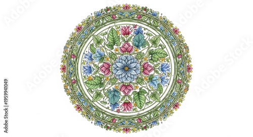 Colorful Floral Plate Design.