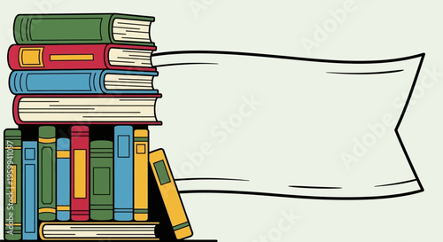 Stack of Colorful Book Collection.