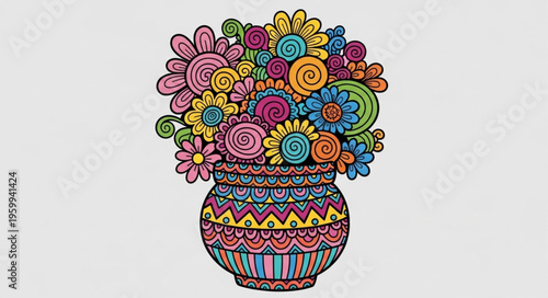 Colorful Flowers in Decorative Vase.