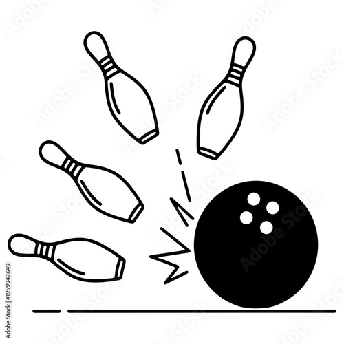 Bowling Ball and Pins Vector Illustration, Bowling Alley Sports SVG, bowling 