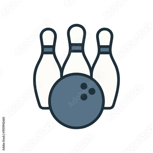 Bowling Ball and Pins Vector Illustration, Bowling Alley Sports SVG, bowling 