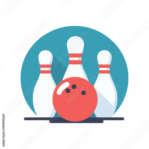Bowling Ball and Pins Vector Illustration, Bowling Alley Sports SVG, bowling 
