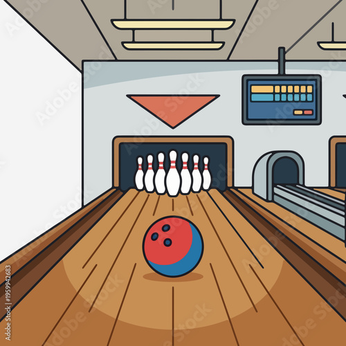 Bowling Ball and Pins Vector Illustration, Bowling Alley Sports SVG, bowling 