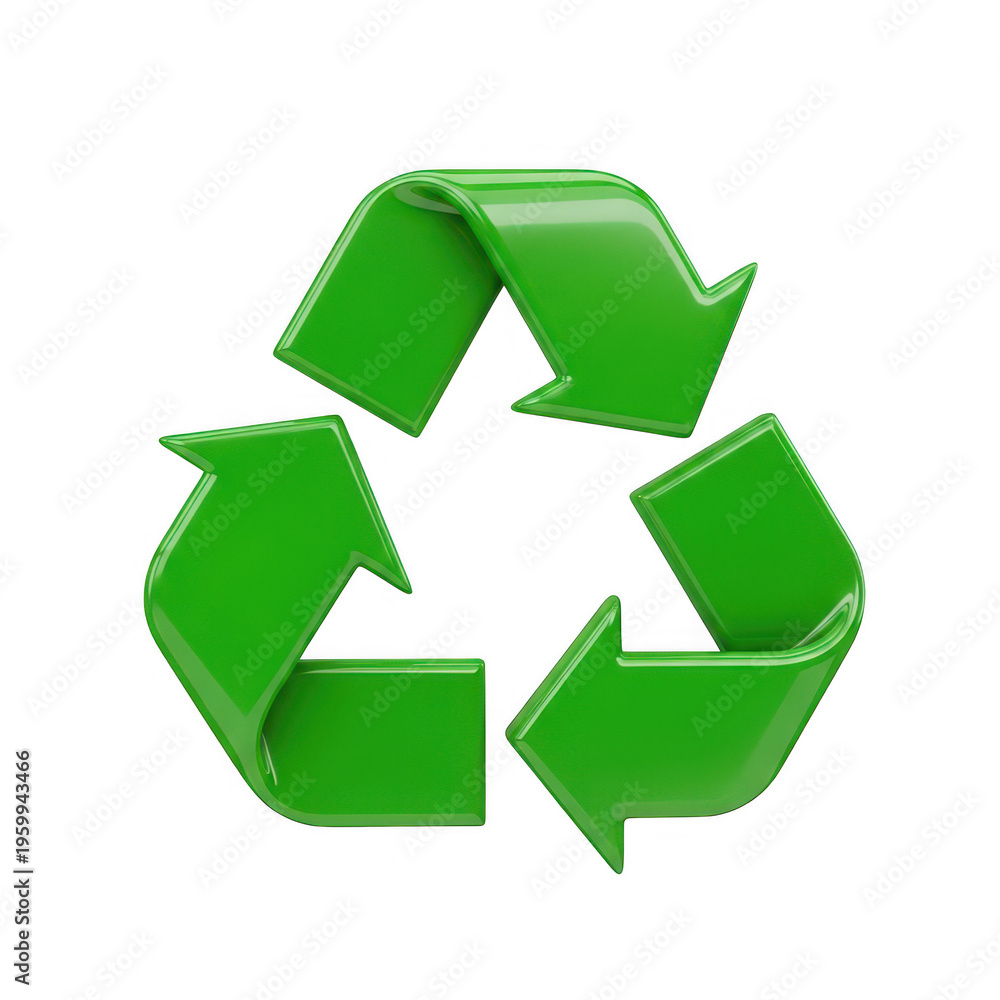 Obraz premium Recycling symbol composed of three green arrows forming a loop