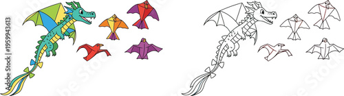 Friendly Dragon and Animal Kites Fantasy Playtime for Kids