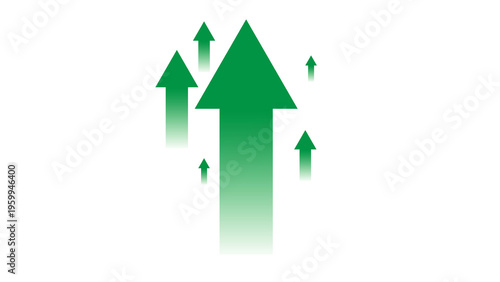 Free Download Group of green arrows pointing upwards with motion blur, representing growth, success, and positive progress, white background - GFXLoad
