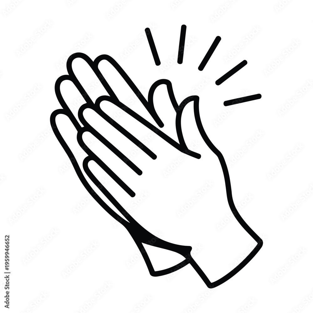 Obraz premium Two hands clapping with rays of light emanating from the center Vector 