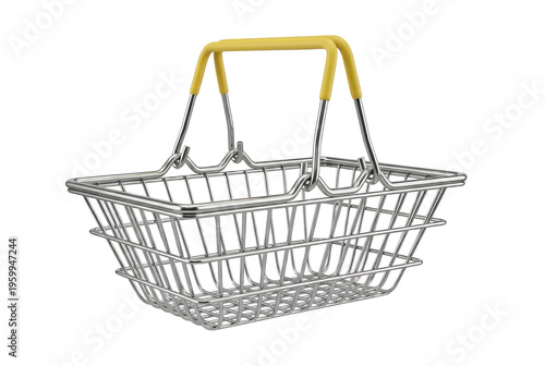 Foto Small Metal Wire Shopping Basket with Yellow Handles