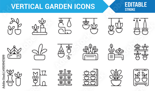 Gardening and plant care icons pack for sustainable living projects