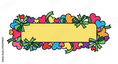 Colorful Hearts Border Design Element.