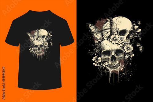 Fairy Grunge Fairycore Y2K Skulls Dainty Butterflies Gothic T-Shirt
