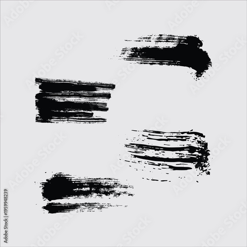 Grunge brush set, vintage grunge badge brush black and white isolated vector image 