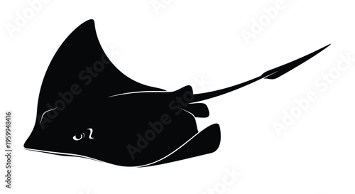 Black stingray swimming gracefully a striking dark shape silhouette high quality