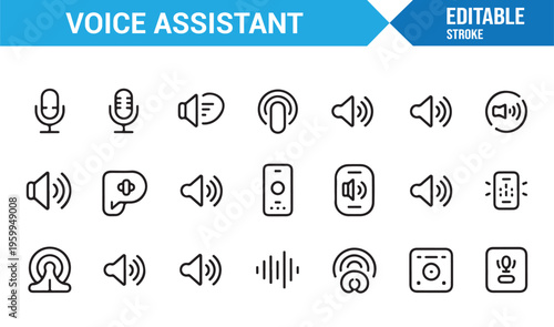 Microphone, speaker and audio wave icons set for UI UX projects