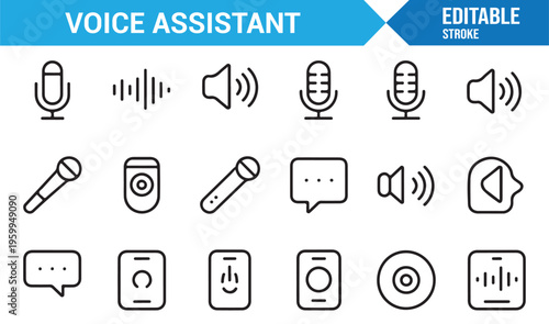 Modern voice assistant symbols pack for digital interface and app design