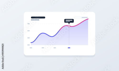A minimalist flat vector illustration of a rising line chart for business and financial analysis