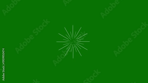 Circular fireworks line spark burst animation, glowing ellipse blast with shiny pop-up explosion effect, After Effects pop up, Shiny line explosion on green screen background.4K