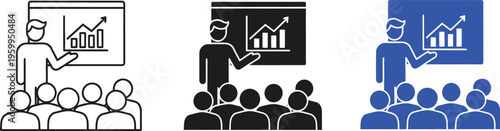 Business presentation graphics with three color variations