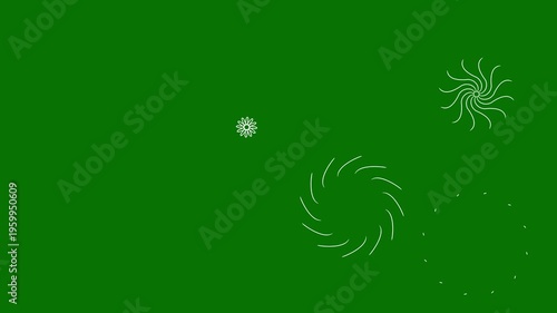 Fireworks Circles and Line Burst on green Screen  background, Vibrant circle burst firework explosion animation with fast moving glowing lines, glowing particles festive burst explosion effect.4K