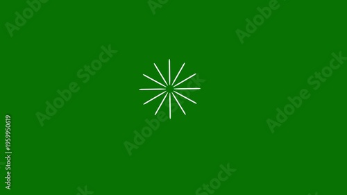Fireworks Circles and Line Burst on green Screen  background. Circle bursting, flat, vector, doodle style random explosion, Cartoon firework Animation, green screen background. 4k