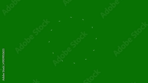 Fireworks explosion line shape blast green screen cartoon firework shape Motion Graphic animation, Circle bursting, flat, vector, doodle style random explosion, green screen background. 4k