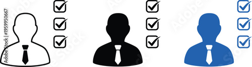 Three businessmen with checkmarks