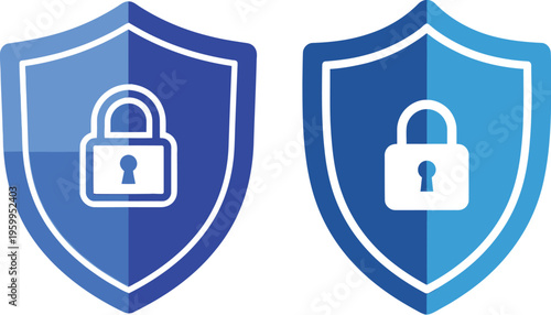 Security shield icons with padlocks