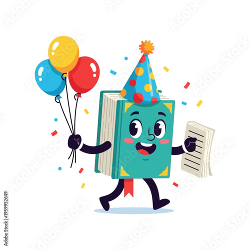 Wallpaper Mural Book Wearing Party Hat. Torontodigital.ca