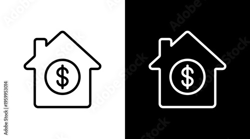 Real Estate White Icon Set Design