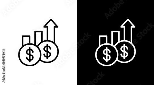 Financial Growth White Icon Set Design