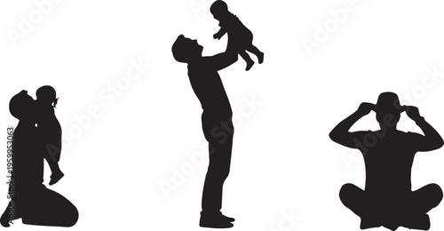 Silhouette of people playing and interacting with each other