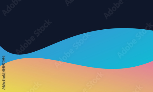 Abstract background featuring smooth flowing waves in vibrant blue and warm yellow gradient colors