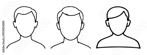 User profile avatar icon set with simple round silhouettes and monogram initials featuring user, icon, avatar with vector graphics and illustration