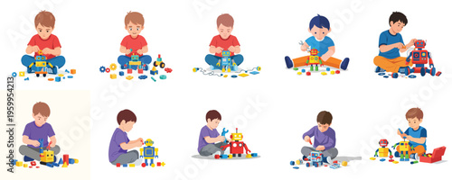 Children playing with colorful blocks and toys, illustrating early childhood development and creative learning through play