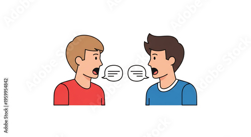 Two people talking face to face showing communication and conversation.