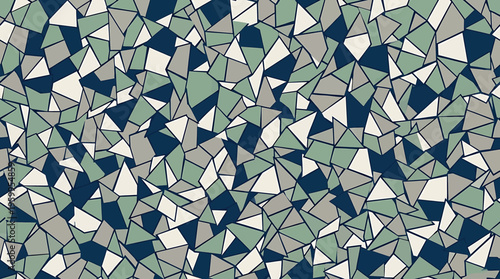 Mosaic pattern with various shades of blue green and white on isolated on transparent background
