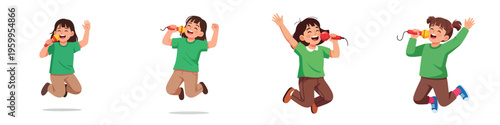 Delightful child singing and jumping with pure joy, capturing moments of childhood happiness and energetic expression