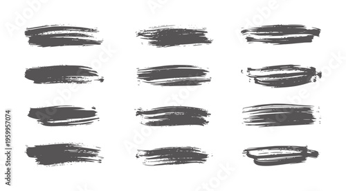 Black and white assorted paint brush strokes white